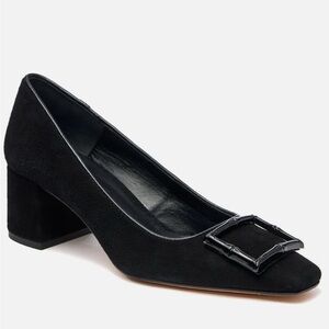 J. McLaughlin Elegant Black block heel suede pumps, Feodora, size 8.5, NIB